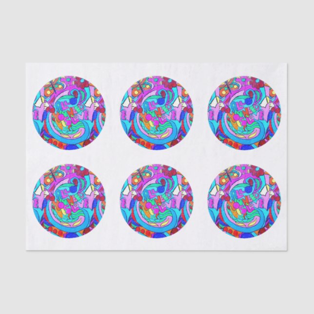 Hippie Groovy Liebe Circles Seidenpapier (Vorderseite)