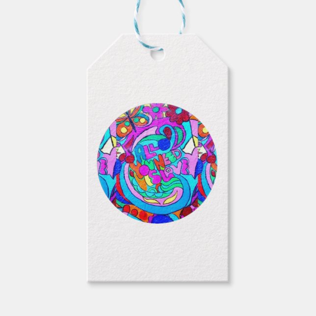 Hippie Groovy Liebe Geschenkanhänger (Vorderseite)