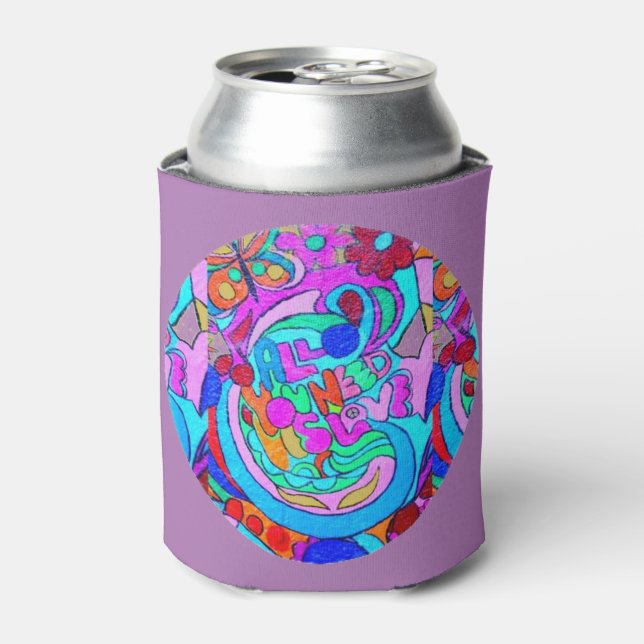 Hippie Groovy Liebe kann kühler Dosenkühler (Kanne Vorderseite)