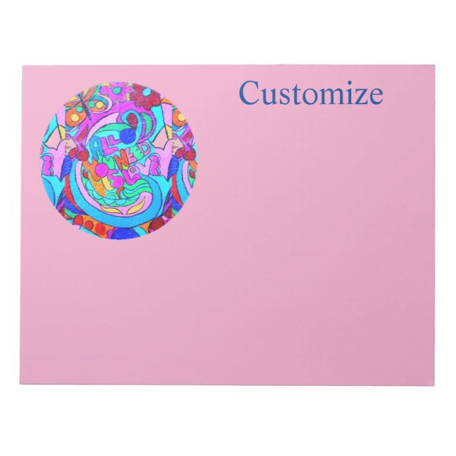 Hippie Groovy Liebe Notizblock (Vorderseite)