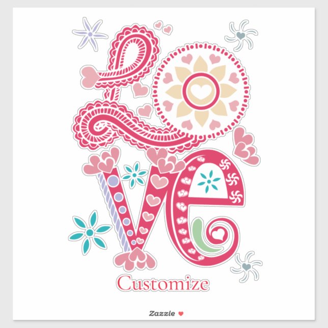 Hippie Groovy Liebe Sign Thunder_Cove Aufkleber (Blatt)