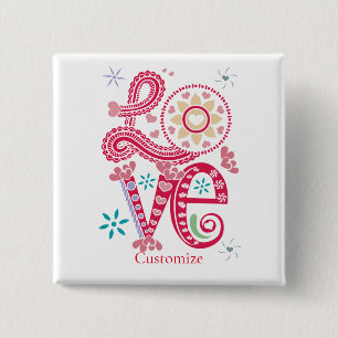Hippie Groovy Liebe Sign Thunder_Cove Button