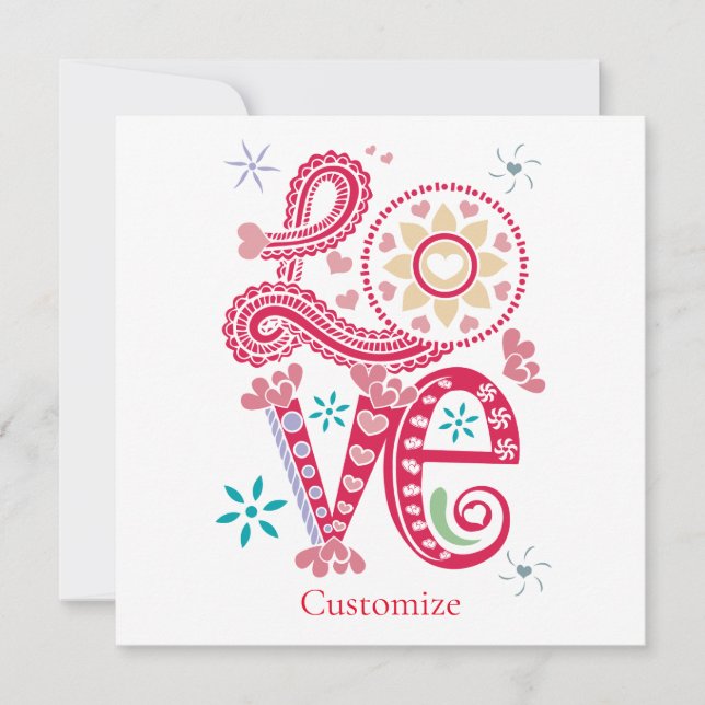 Hippie Groovy Liebe Sign Thunder_Cove Einladung (Vorderseite)