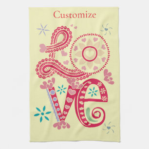 Hippie Groovy Liebe Sign Thunder_Cove Geschirrtuch