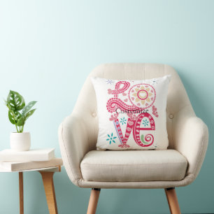 Hippie Groovy Liebe Sign Thunder_Cove Kissen