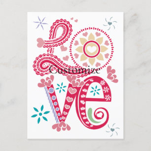 Hippie Groovy Liebe Sign Thunder_Cove Postkarte