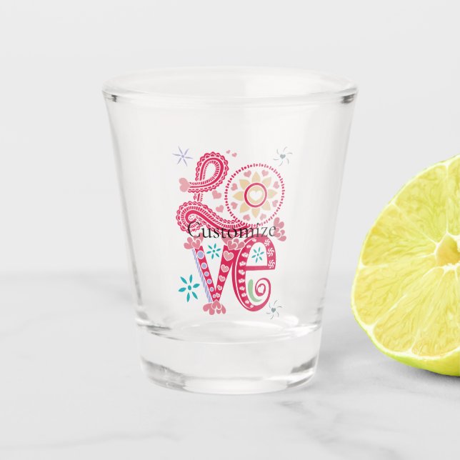 Hippie Groovy Liebe Sign Thunder_Cove Schnapsglas (Vorderseite)