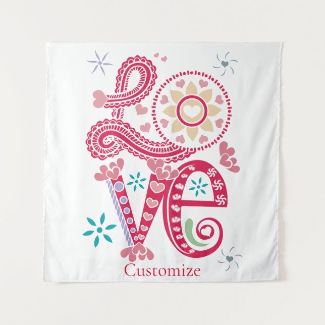 Hippie Groovy Liebe Sign Thunder_Cove Wandteppich (Vorderseite)