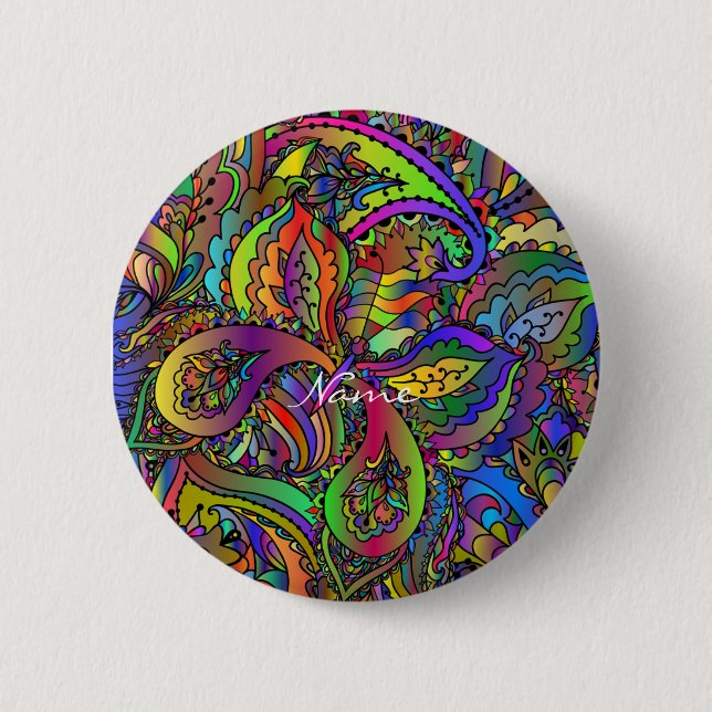Hippie Groovy Psychedelic Design Thunder_Cove Button (Vorderseite)