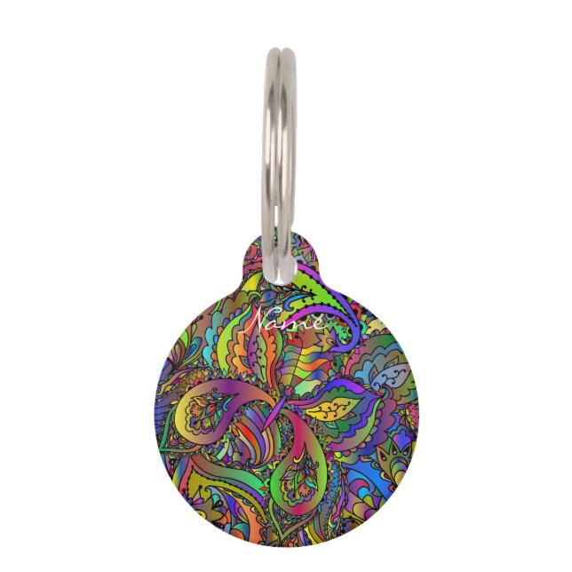 Hippie Groovy Psychedelic Design Thunder_Cove Haustiermarke (Vorderseite)