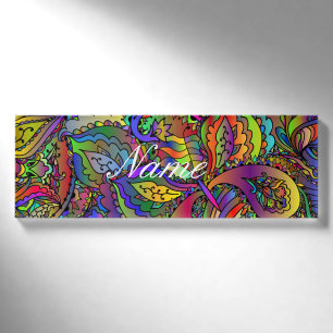 Hippie Groovy Psychedelic Design Thunder_Cove Namenschild
