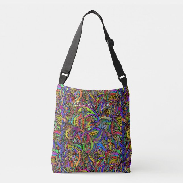 Hippie Groovy Psychedelic Design Thunder_Cove Tragetaschen Mit Langen Trägern (Vorderseite)