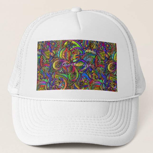 Hippie Groovy Psychedelic Design Thunder_Cove Truckerkappe (Vorderseite)