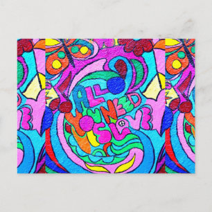 Hippie Groovy psychedelische Liebe Postkarte