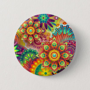 Hippie Groovy Techno Psychedelic Thunder_Cove Button