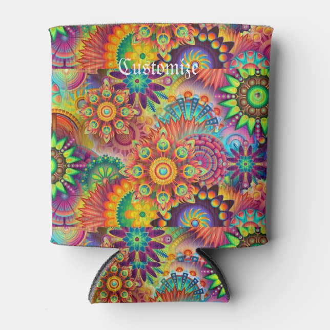 Hippie Groovy Techno Psychedelic Thunder_Cove Dosenkühler (Vorderseite)