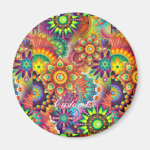 Hippie Groovy Techno Psychedelic Thunder_Cove Magnet
