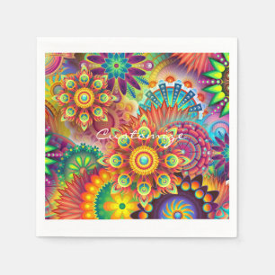 Hippie Groovy Techno Psychedelic Thunder_Cove Serviette