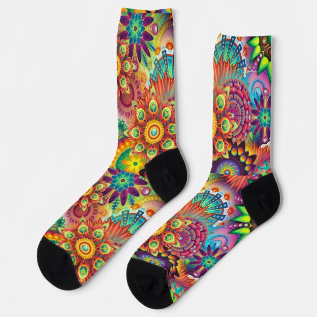 Hippie Groovy Techno Psychedelische Thunder_Cove Socken (Linkes Detail)
