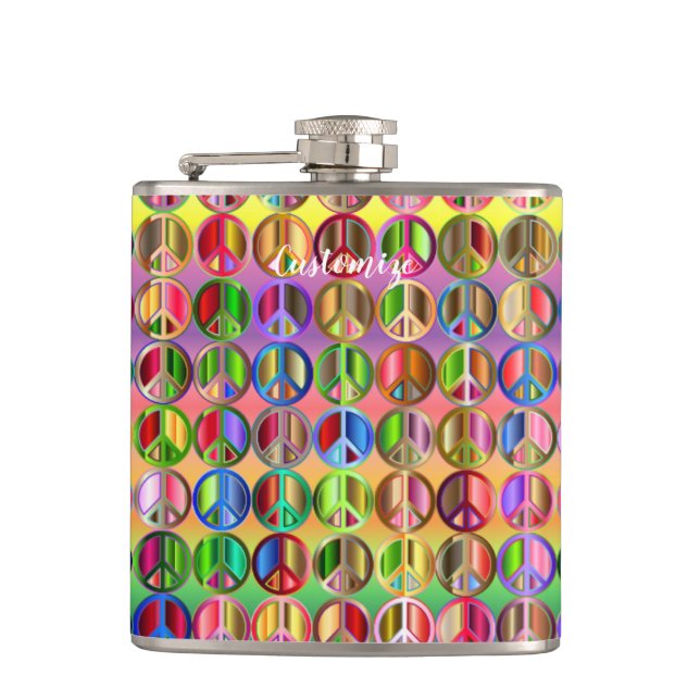 Hippie groovyThunder_Cove Friedenssymbole  Flachmann (Vorderseite)