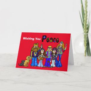 Hippie-Gruppe Groovy-Weihnachtskarte Karte