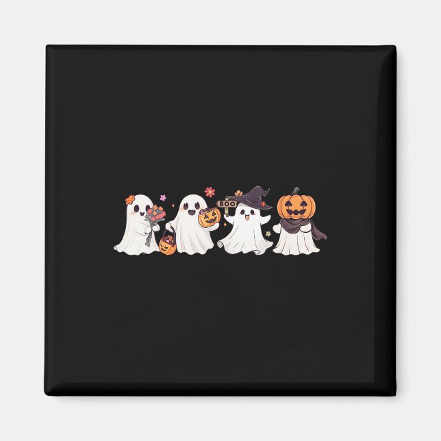 Hippie Halloween Cute Ghost Boo Spooky Season Pump Magnet (Vorne)