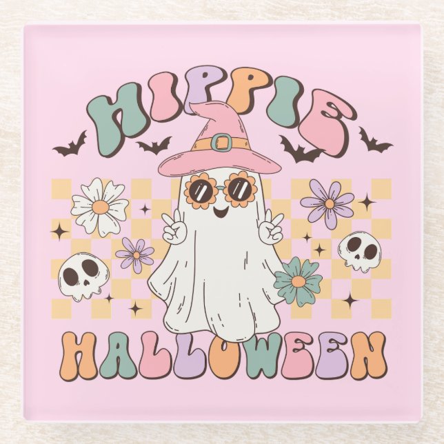 Hippie Halloween Glasuntersetzer (Vorderseite)