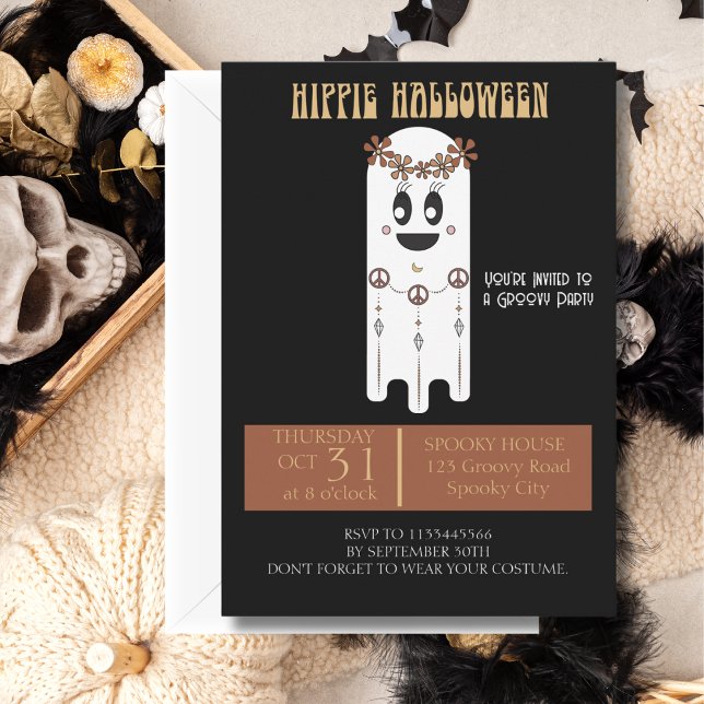 Hippie Halloween Invitation fantôme (Créateur téléchargé)