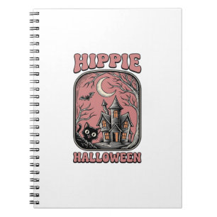 Hippie Halloween Katze Spukhaus Vintage Design_ Notizblock