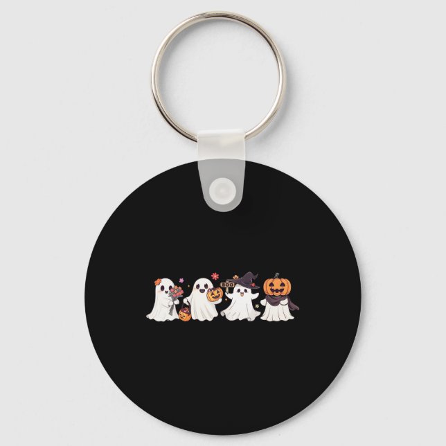 Hippie Halloween Niedlich Ghost Boo Spooky Saisonp Schlüsselanhänger (Vorderseite)