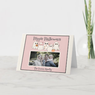Hippie Halloween Niedliches Hippie-Ghosts-Foto gef Karte