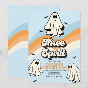 Hippie Halloween Retro-Geist Drei Geister Einladung