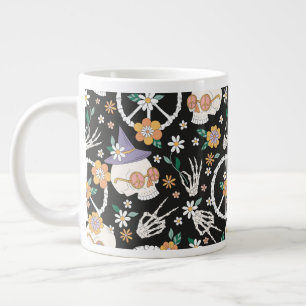 Hippie Halloween Skulls und Blume Muster Jumbo-Tasse