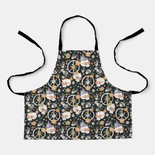 Hippie Halloween Skulls und Blume Muster Schürze