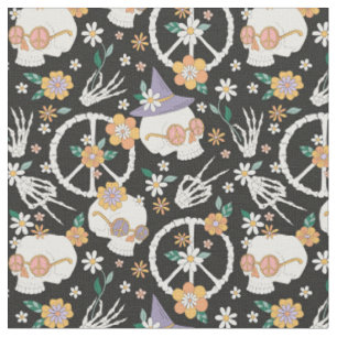 Hippie Halloween Skulls und Blume Muster Stoff