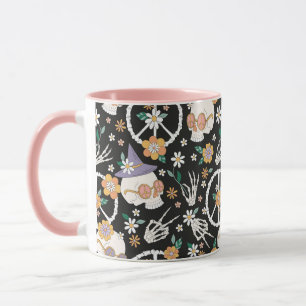 Hippie Halloween Skulls und Blume Muster Tasse