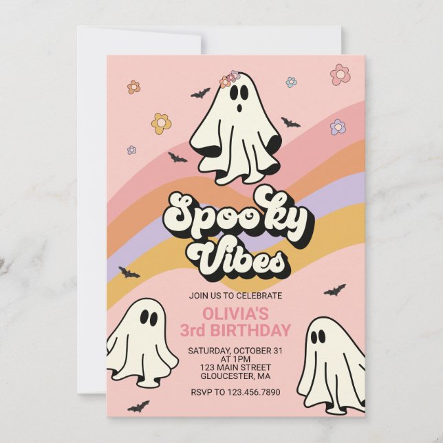 Hippie Halloween VIBES Éffrayantes Invitation d'an (Devant)