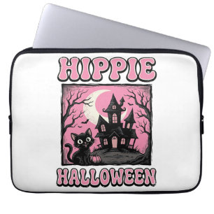 Hippie Halloween Vintage Spukhaus Katze T-Shirt_1 Laptopschutzhülle