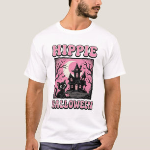 Hippie Halloween Vintage Spukhaus Katze T-Shirt_1 T-Shirt