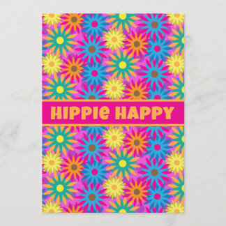 Hippie Happy 1960s Retro Theme Blume Power Party Einladung