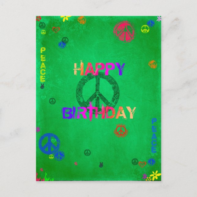 Hippie Happy Birthday Card Postkarte (Vorderseite)