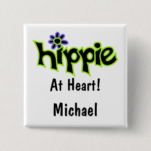 Hippie Herz-Schwarz-am Limonen grünen Button