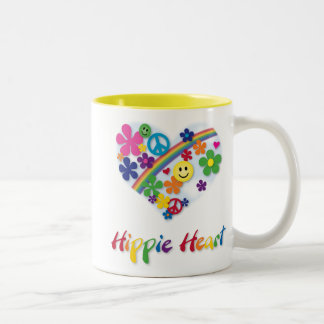 Hippie-Herz-Tasse Zweifarbige Tasse