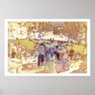 Hippie Hill (Gelber Sonnenaufgang) Poster