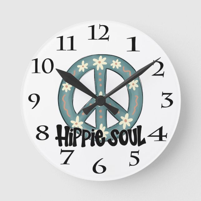 Hippie Hippy-Soul Runde Wanduhr (Vorderseite)