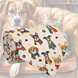 Hippie-Hund-mit-Brille-Illustrationen Krawatte