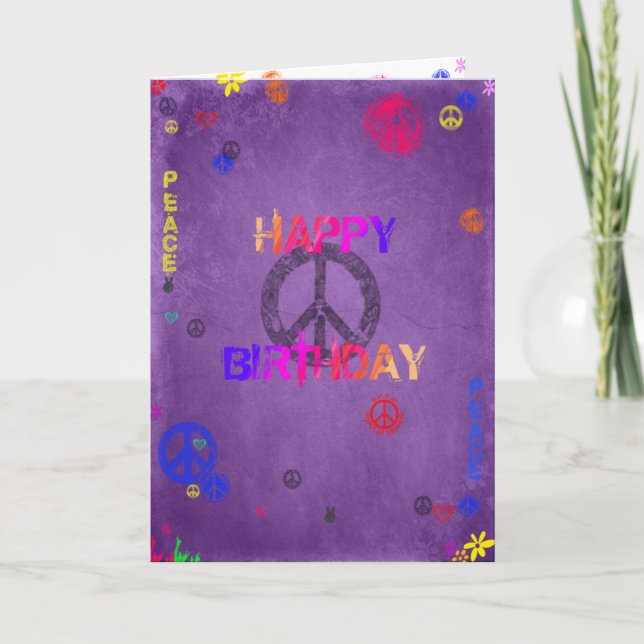 Hippie Joyeuse carte d'anniversaire violet (Devant)