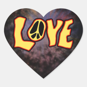 Hippie-Liebe-Aufkleber Herz-Aufkleber