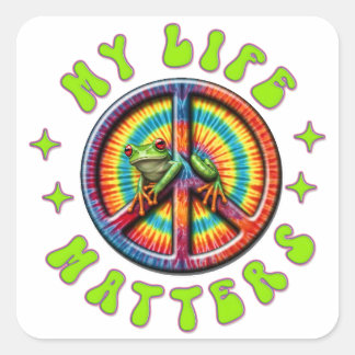 Hippie Liebe Frieden Leben Zählt Custom Quadratischer Aufkleber