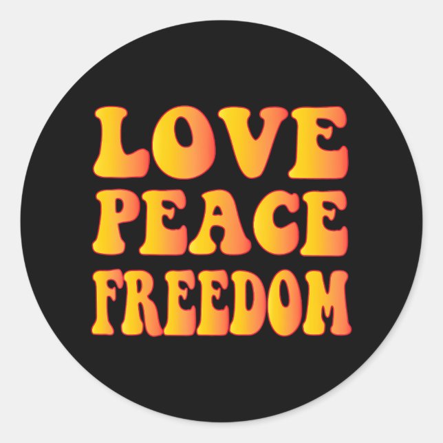 Hippie LIEBE PEACE FREEDOM 60er 70er Krawatte Die Runder Aufkleber (Vorderseite)